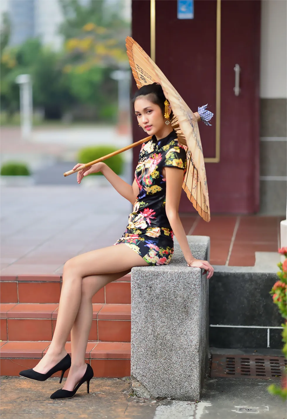 [Mzsock] NO.191 Chen Mengxin short cheongsam high heels beautiful legs street photography#[100P]-7